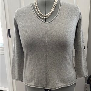 Gray V-Neck Women's Top